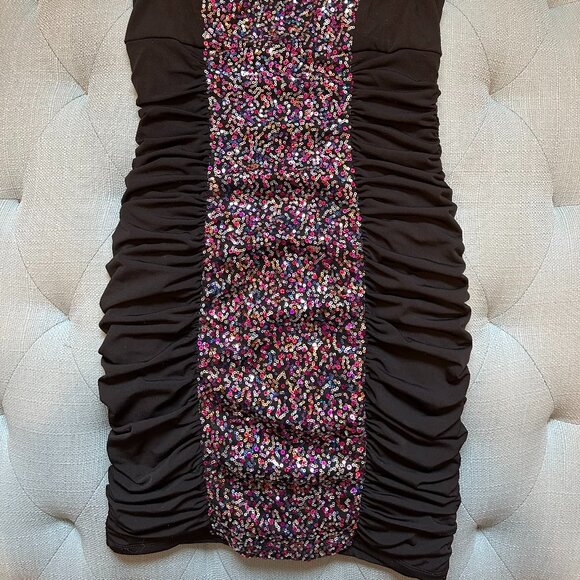 Ruby Rox Panel of Sequins One Shoulder Mini Dress - Picture 2 of 11